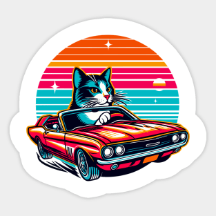 Funny Cat driving a car Sticker